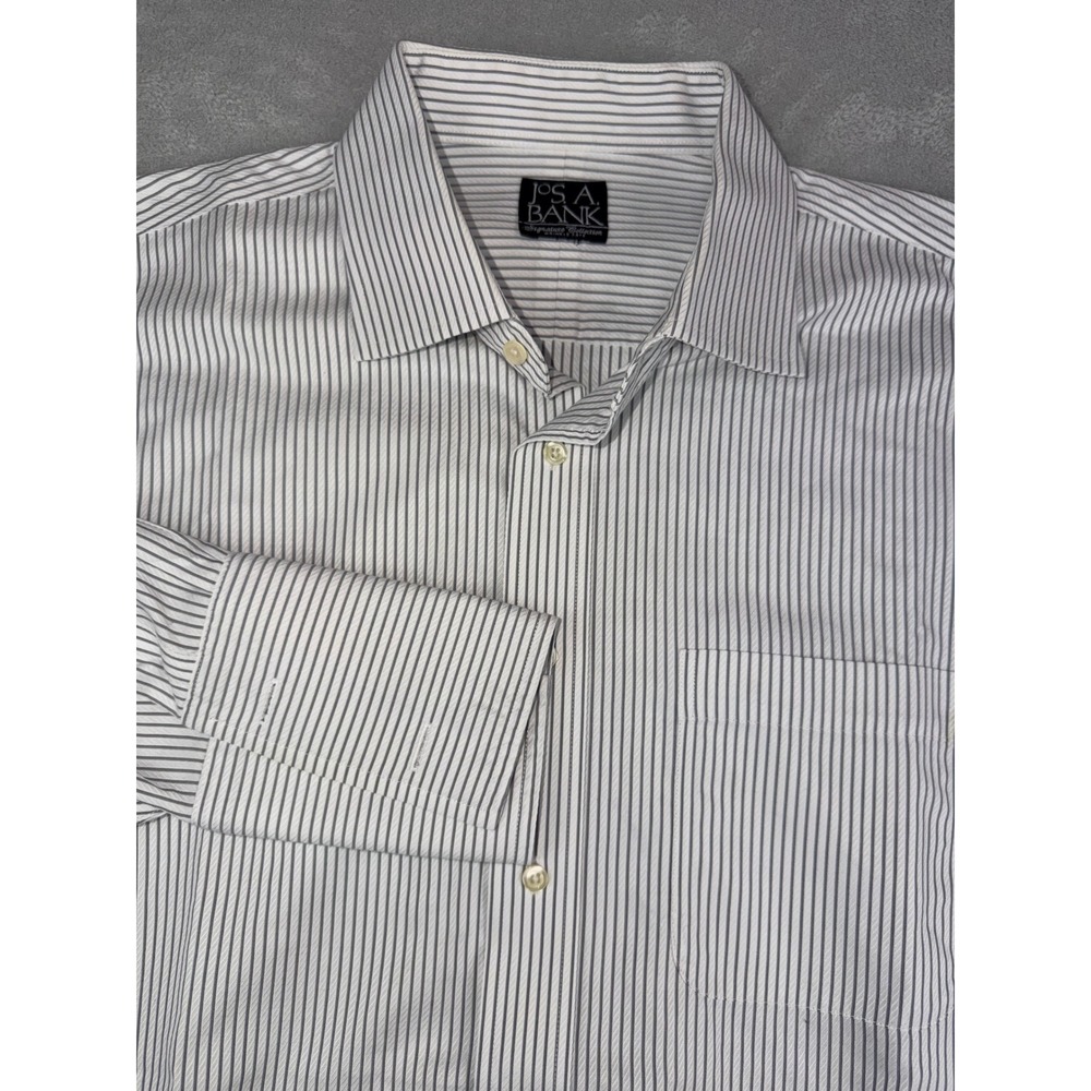 Jos A Bank Signature Collection Mens 16.5X35 Striped Dress Shirt French Cuff